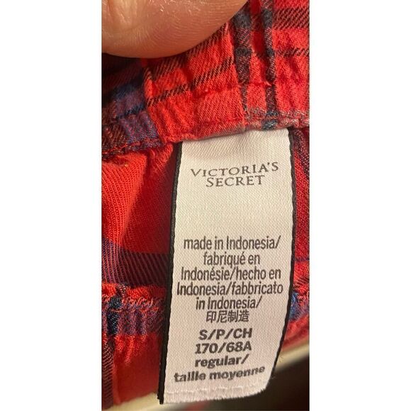 Victoria’s Secret Pajamas Red Plaid, Size S Drawstring Pants, Button Top.  Cozy - Picture 4 of 7